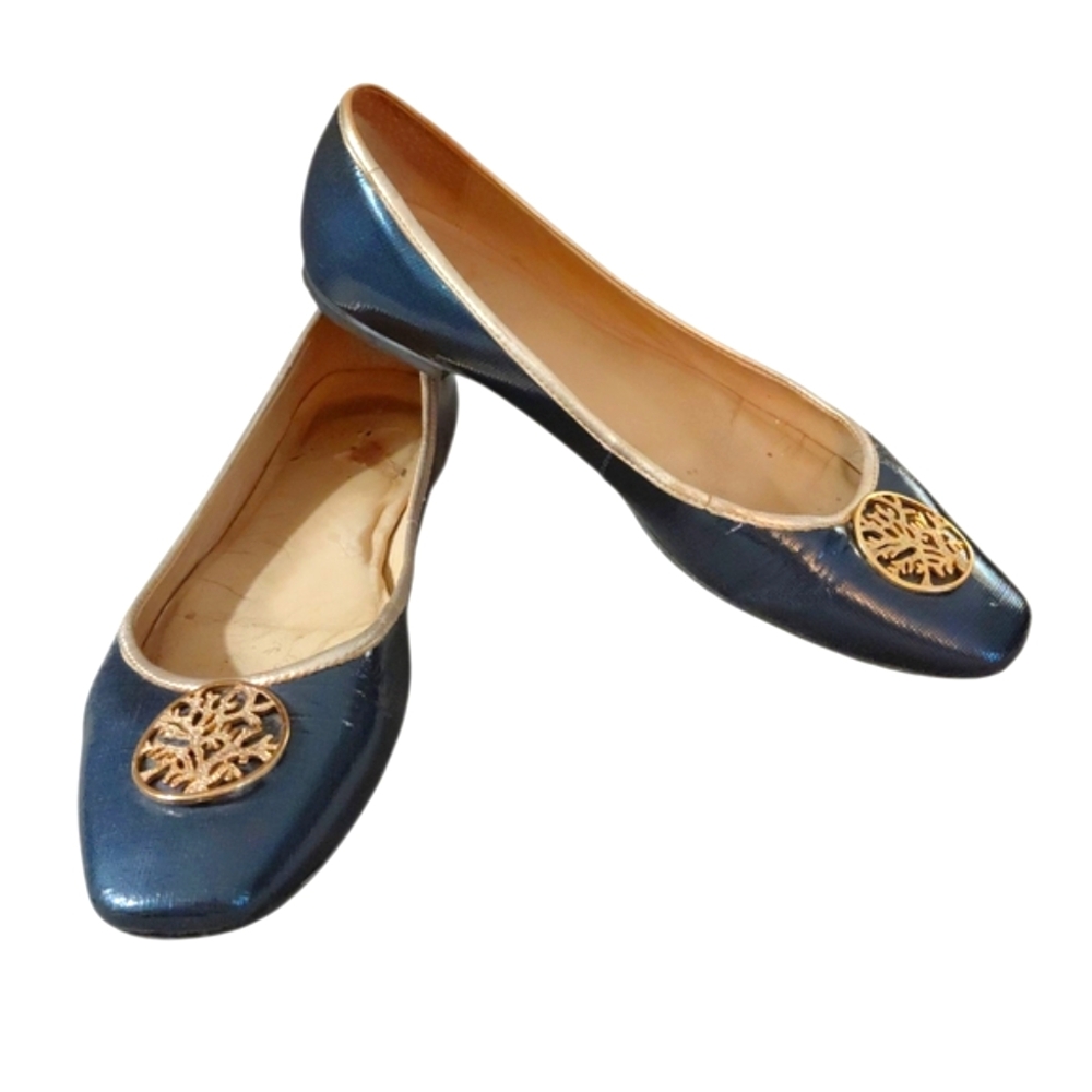 Lily Pullitzer Blue And Gold Loafer Ballet Flat 9.5